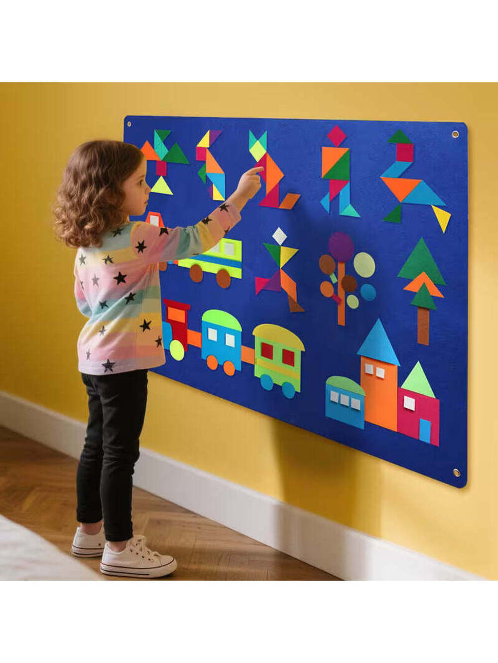 Geometric Felt Flash Card Game Set, Busy Board Tangram Toy